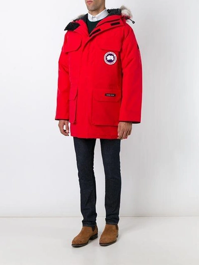 Shop Canada Goose Zipped Parka Coat In Red