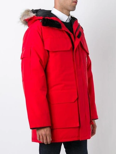Shop Canada Goose Zipped Parka Coat In Red