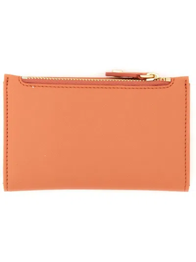 Vivienne Westwood Orange Orb Card Holder With Gold-tone Emblem
