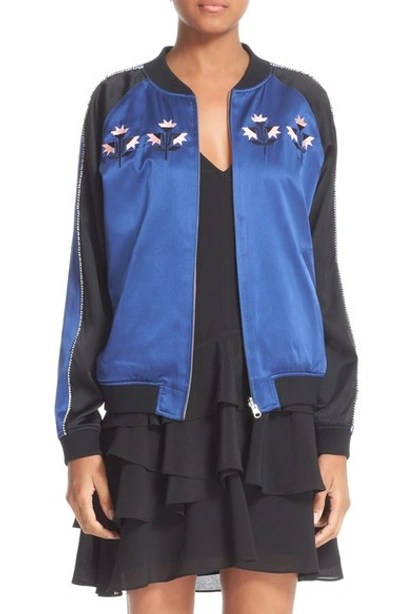 Shop Opening Ceremony Reversible Embroidered Silk Bomber Jacket In Black Multi