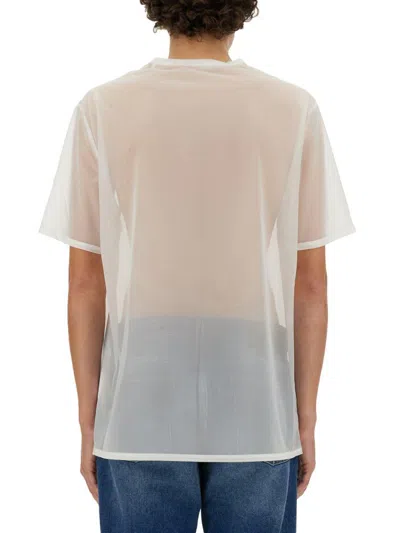 Helmut Lang Sheer White T-shirt With Bold Logo