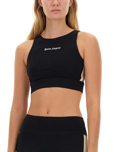 Palm Angels Black Training Crop Sport Top