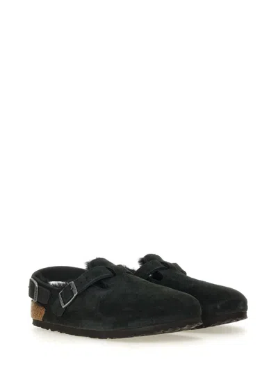 Birkenstock Buckle Cork Open Suede Mules