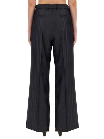 Etro Grey Wide Pants With Concealed Closure In Wool Blend Woman