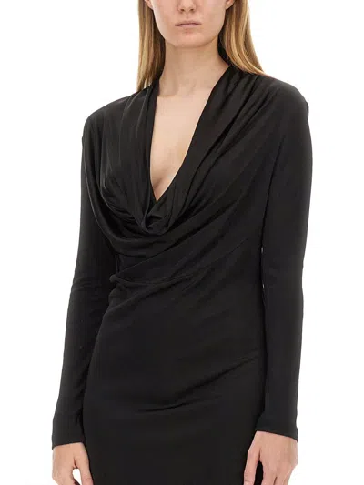 Helmut Lang Liquid Jersey Cowl-neck Dress
