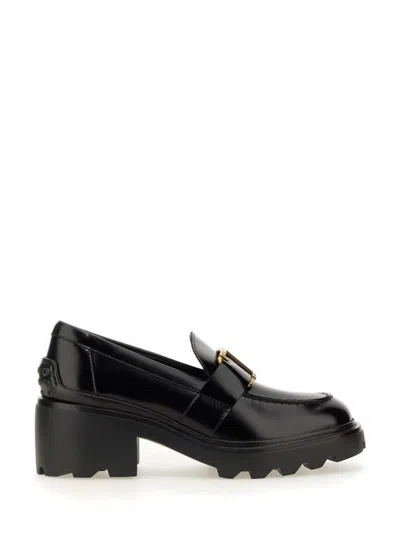Tod's Shiny Leather Logo Buckle Chunky Loafers