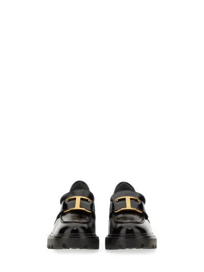 Tod's Shiny Leather Logo Buckle Chunky Loafers