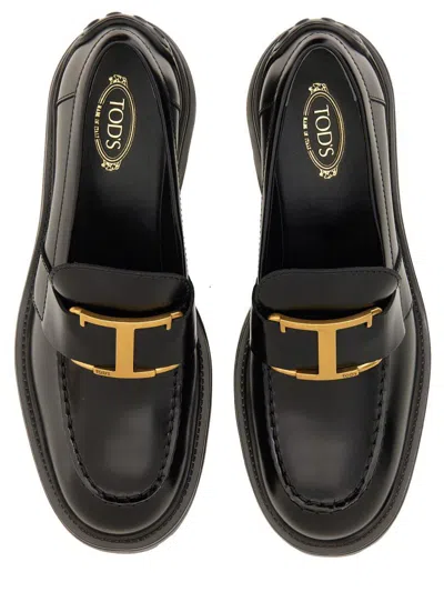 Tod's Shiny Leather Logo Buckle Chunky Loafers