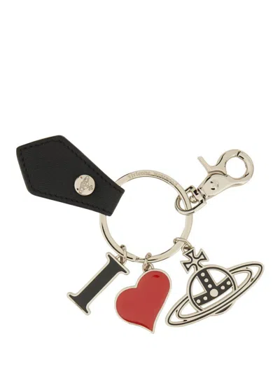 Vivienne Westwood Multicolor Metal Keyring In Black