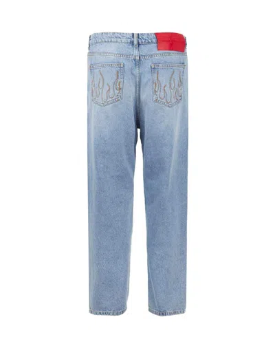 Vision Of Super Jeans Heart Laser Print In Denim Blu