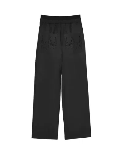Vision Of Super Pantalone Nero Con Fiamme Ricamate