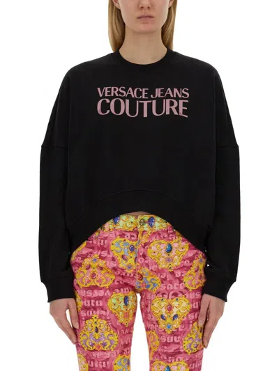 Versace Jeans Couture Cropped Fit Sweatshirt With Bold Logo Detail