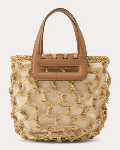 Helen Kaminski Women's Belize Leather Trimmed Macramé Raffia Tote