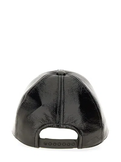 Courrèges Glossy Black Baseball Cap With Structured Silhouette