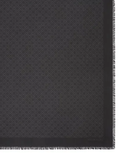 Tory Burch Fringed Logo Pattern Scarf