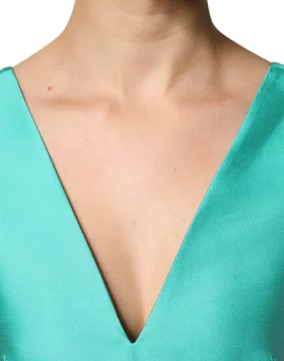 Pre-owned Alberta Ferretti Green Satin Polyester Sleeveless V-neck Layered Women's Dress ()