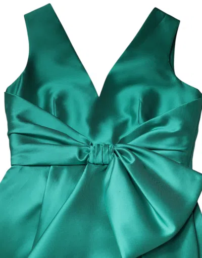 Pre-owned Alberta Ferretti Green Satin Polyester Sleeveless V-neck Layered Women's Dress ()