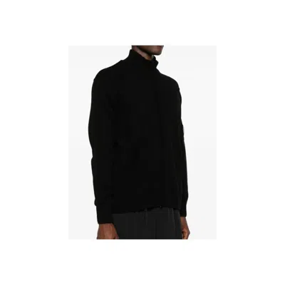 C.p. Company Black Turtleneck With Lens Detail