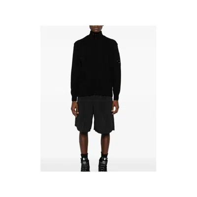 C.p. Company Black Turtleneck With Lens Detail