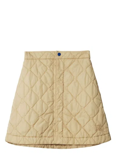 Burberry Almond Beige Quilted A-line Skirt