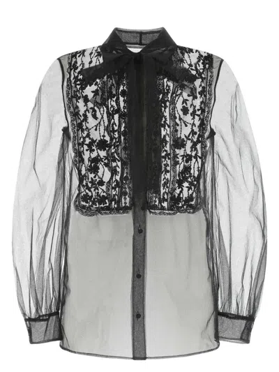 Valentino Garavani Black Mesh Shirt In Black
