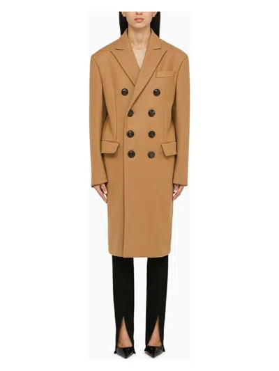 Dsquared2 Dsquared Camel Wool Blend Oversize Deana Coat