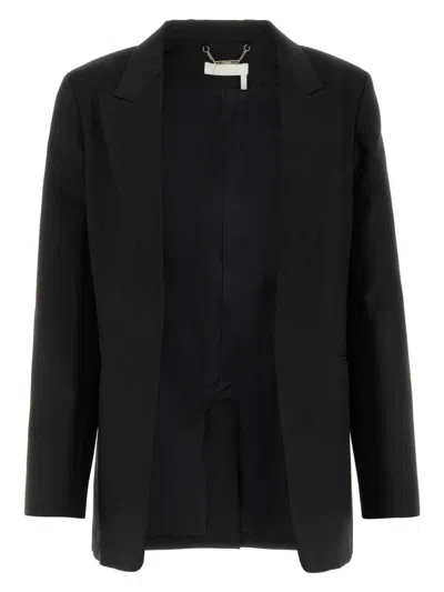 Chloé Open-front Ramie Blazer In Black