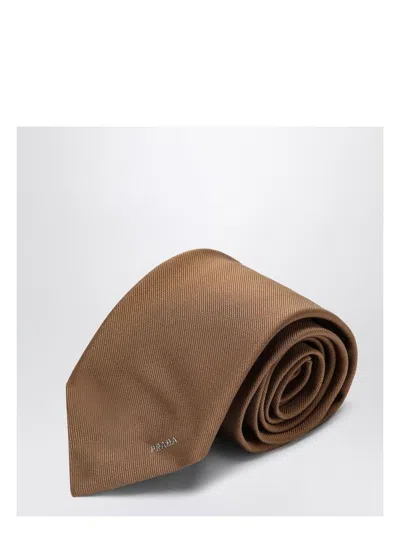 Prada Men's Caramel Coloured Silk Tie With Logo | Size R150 | Ucr77ooo1qik Color F0t5c