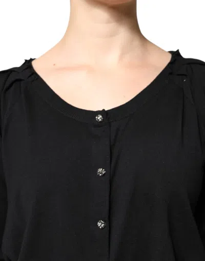 Dolce & Gabbana Black Button Down Short Sleeve Blouse Top In Black