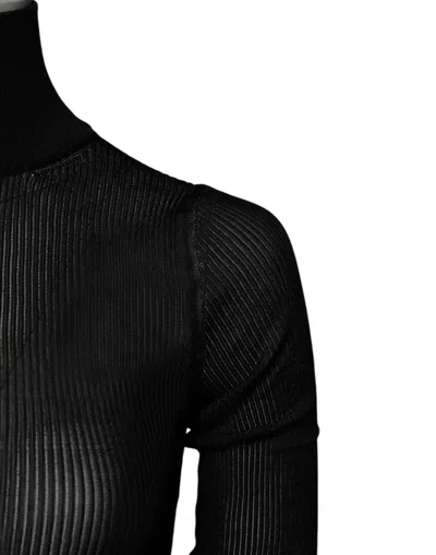 Pre-owned Dolce & Gabbana Black Knit Long Sleeves Turtleneck Slim Women's Top ()
