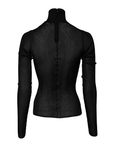 Pre-owned Dolce & Gabbana Black Knit Long Sleeves Turtleneck Slim Women's Top ()