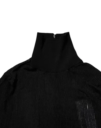Pre-owned Dolce & Gabbana Black Knit Long Sleeves Turtleneck Slim Women's Top ()