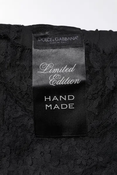 Dolce & Gabbana Black Sacred Heart Print Cotton Lace T-shirt In Black