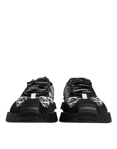 Pre-owned Dolce & Gabbana Black Logo Lace Up Low Top Ns1 Sneakers Men's Shoes ()