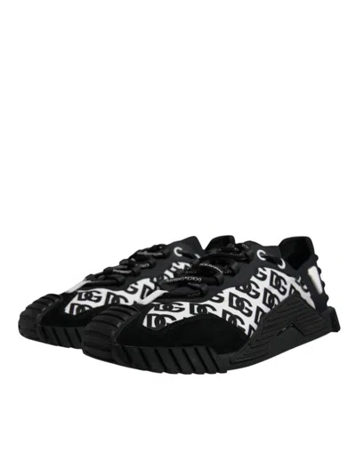 Pre-owned Dolce & Gabbana Black Logo Lace Up Low Top Ns1 Sneakers Men's Shoes ()