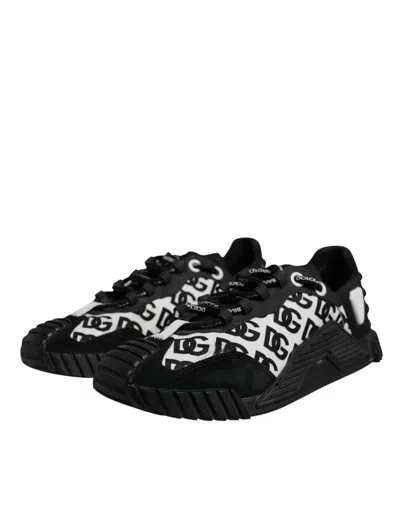 Pre-owned Dolce & Gabbana Black Logo Lace Up Low Top Ns1 Sneakers Men's Shoes () In Multi
