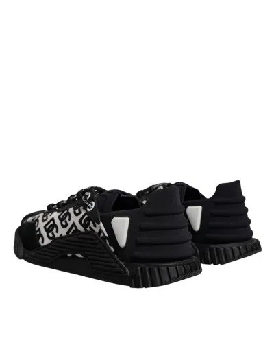 Pre-owned Dolce & Gabbana Black Logo Lace Up Low Top Ns1 Sneakers Men's Shoes () In Multi