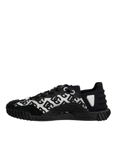 Pre-owned Dolce & Gabbana Black Logo Lace Up Low Top Ns1 Sneakers Men's Shoes () In Multi