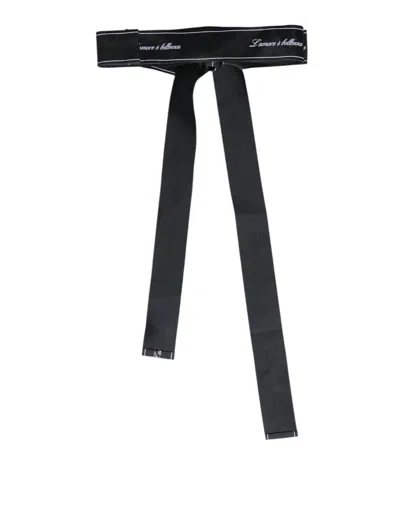 Dolce & Gabbana Black Waist Ribbon Wide Bow Logo Women's Belt