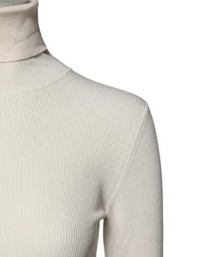 Pre-owned Dolce & Gabbana Cream Long Sleeves Turtleneck Slim Women's Sweater ()