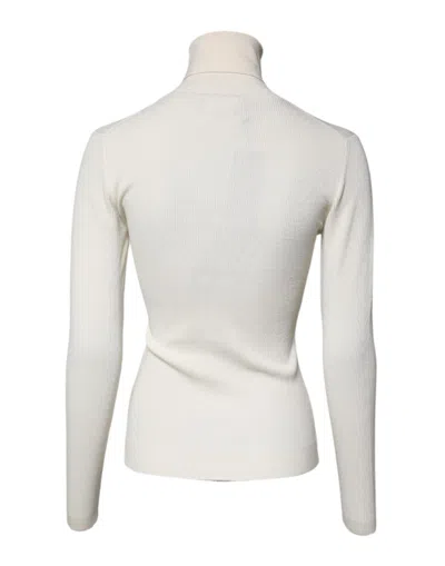 Pre-owned Dolce & Gabbana Cream Long Sleeves Turtleneck Slim Women's Sweater ()