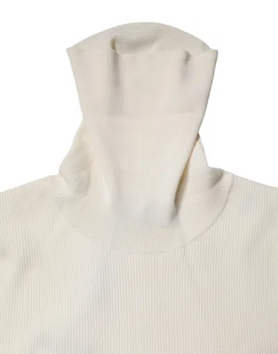 Pre-owned Dolce & Gabbana Cream Long Sleeves Turtleneck Slim Women's Sweater ()