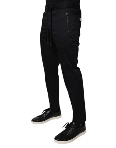 Dolce & Gabbana Black Cotton Stretch Jogger Sweatmen's Men's Pants In Black