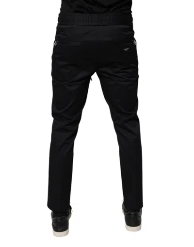 Dolce & Gabbana Black Cotton Stretch Jogger Sweatmen's Men's Pants In Black