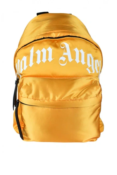 Palm Angels Curved-logo Backpack In Yellow