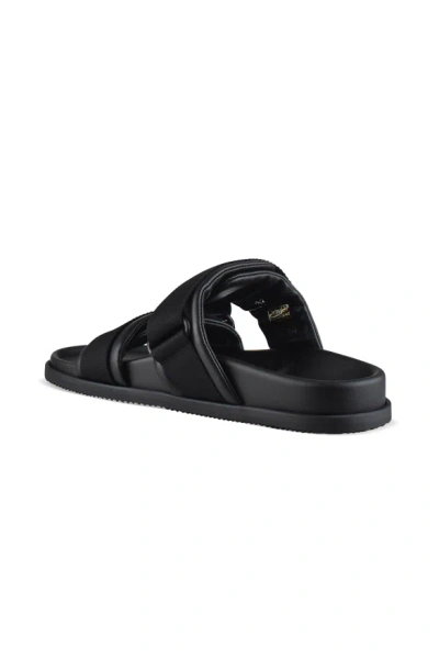 Moncler Black Leather And Fabric Sandals In Animal Print