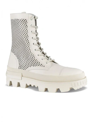 Moncler Woman Ankle Boots Light Grey Size 8 Leather In Gray