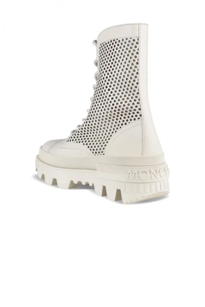 Moncler Woman Ankle Boots Light Grey Size 8 Leather In Gray