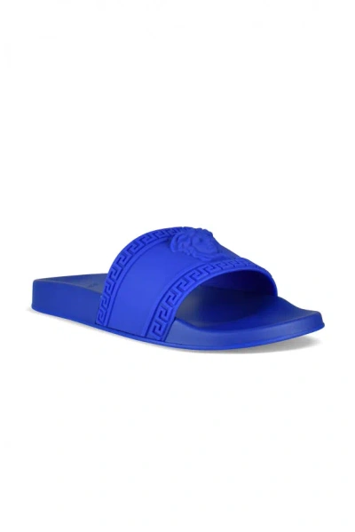 Versace Medusa Slides In Blue