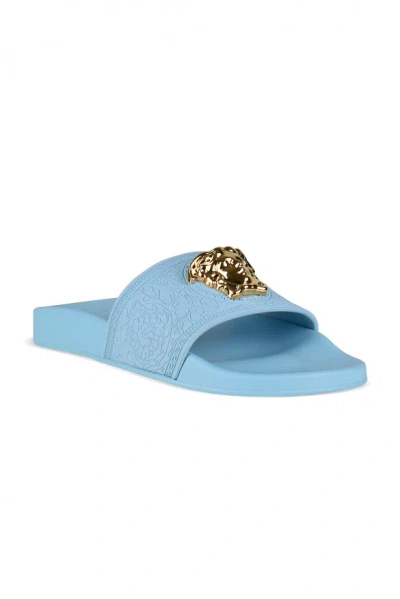 Versace Woman Sandals Sky Blue Size 5 Plastic In Blue